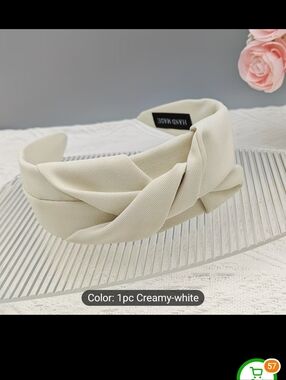 Hand Made Creamy White Wide Knot Headband